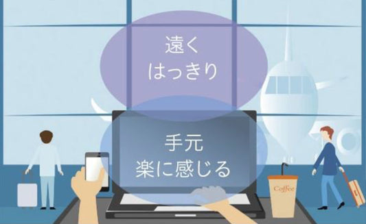 サポートレンズ（中近・近々レンズ）の見え方の範囲を説明する図