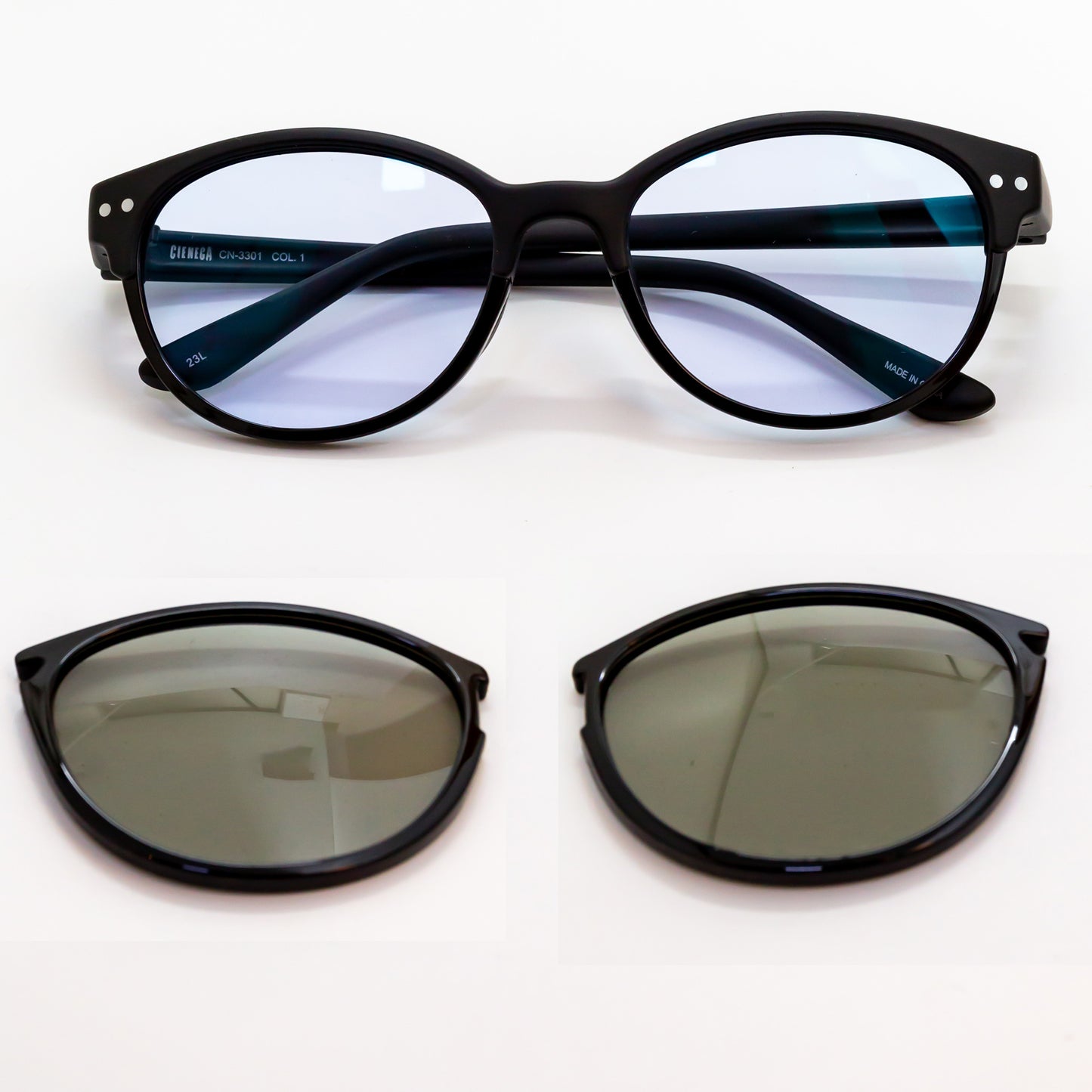 CIENEGA - シェネガー - 【度なし】ドライビングサングラス 偏光調光 ナイターレンズ 運転 夜間 ワンタッチ 3way