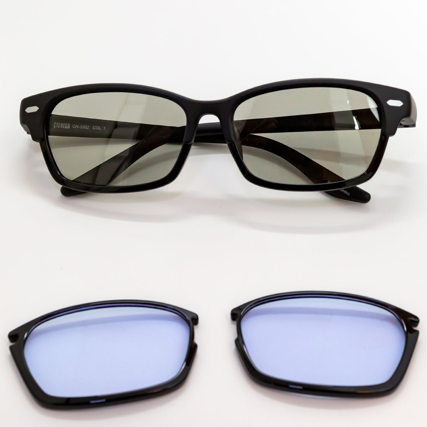CIENEGA - シェネガー - 【度なし】ドライビングサングラス 偏光調光 ナイターレンズ 運転 夜間 ワンタッチ 3way